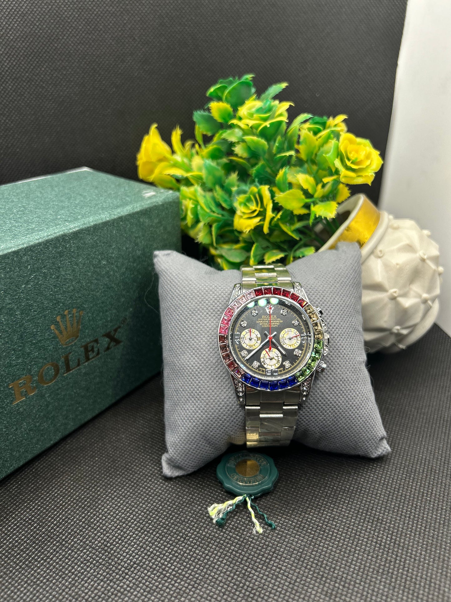 Rolex Daytona rainbow in sliver strap