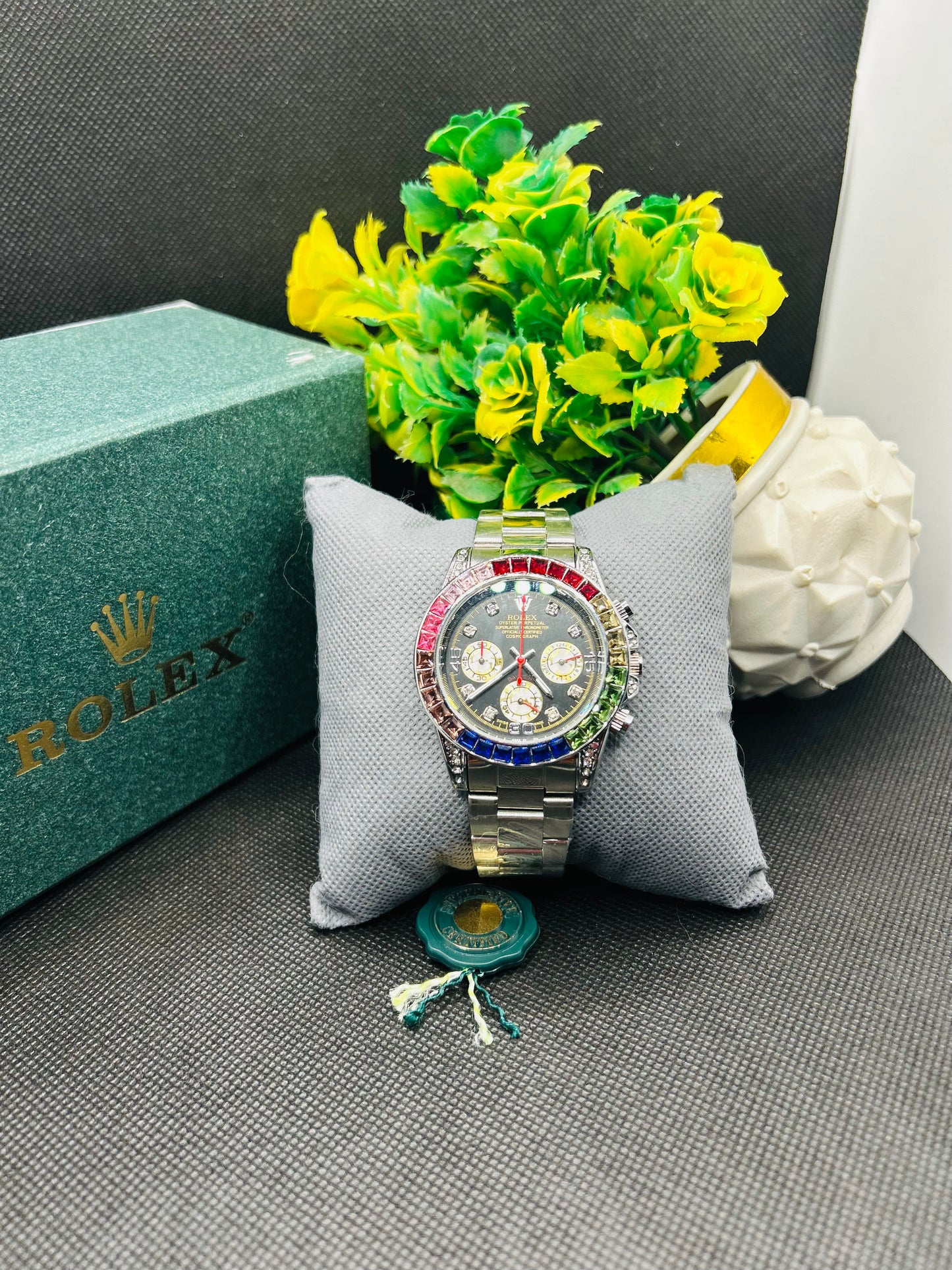 Rolex Daytona rainbow in sliver strap