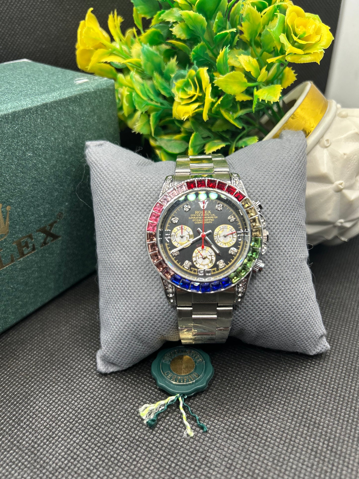 Rolex Daytona rainbow in sliver strap