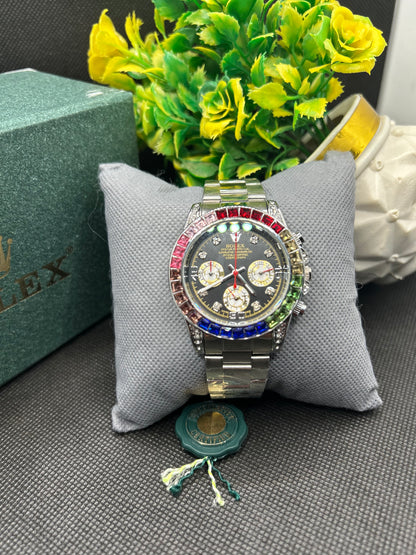 Rolex Daytona rainbow in sliver strap