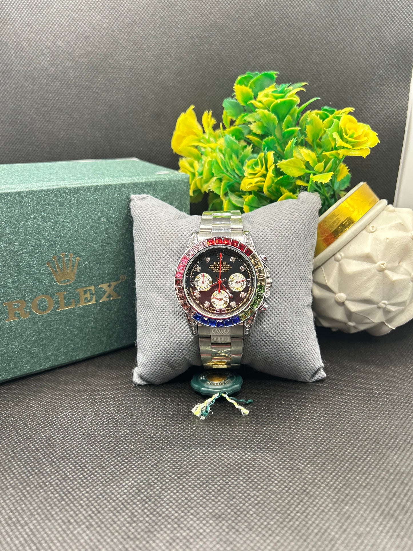 Rolex Daytona rainbow in sliver strap