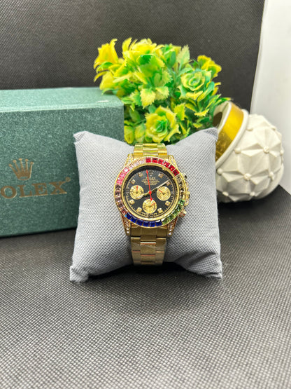Rolex Daytona rainbow in golden strap