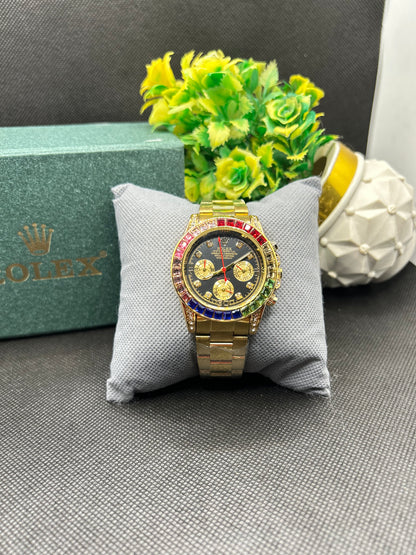Rolex Daytona rainbow in golden strap