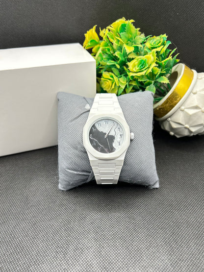 Aura Wrist Watch – Black, Blue & White Marble Dial