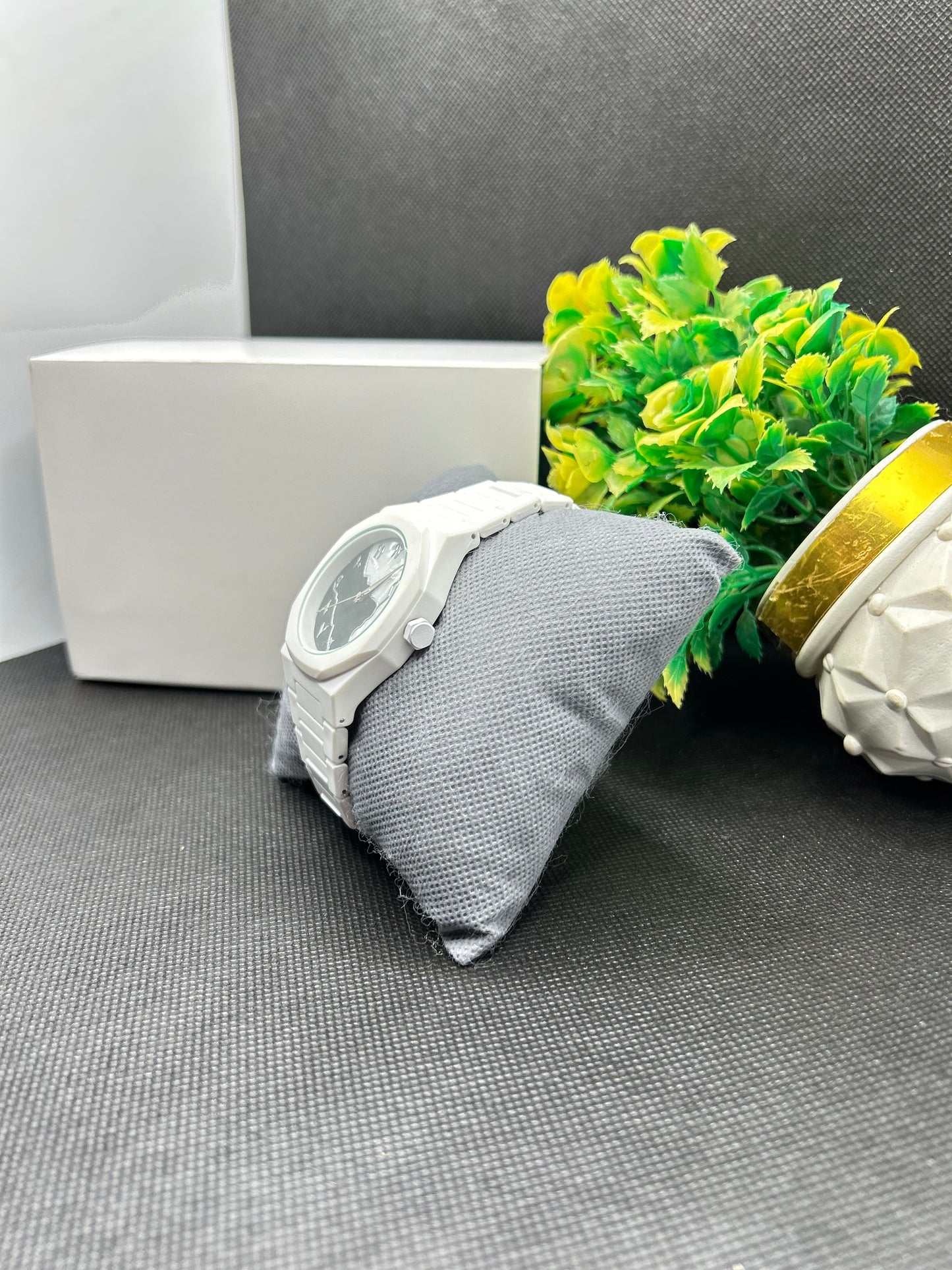 Aura Wrist Watch – Black, Blue & White Marble Dial