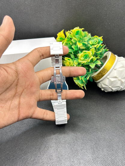 Aura Wrist Watch – Black, Blue & White Marble Dial