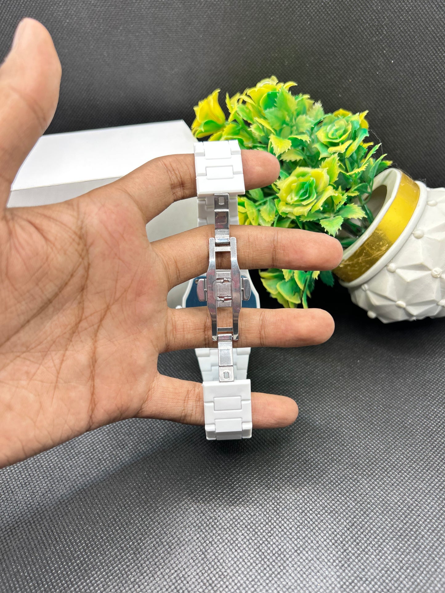 Aura Wrist Watch – Black, Blue & White Marble Dial