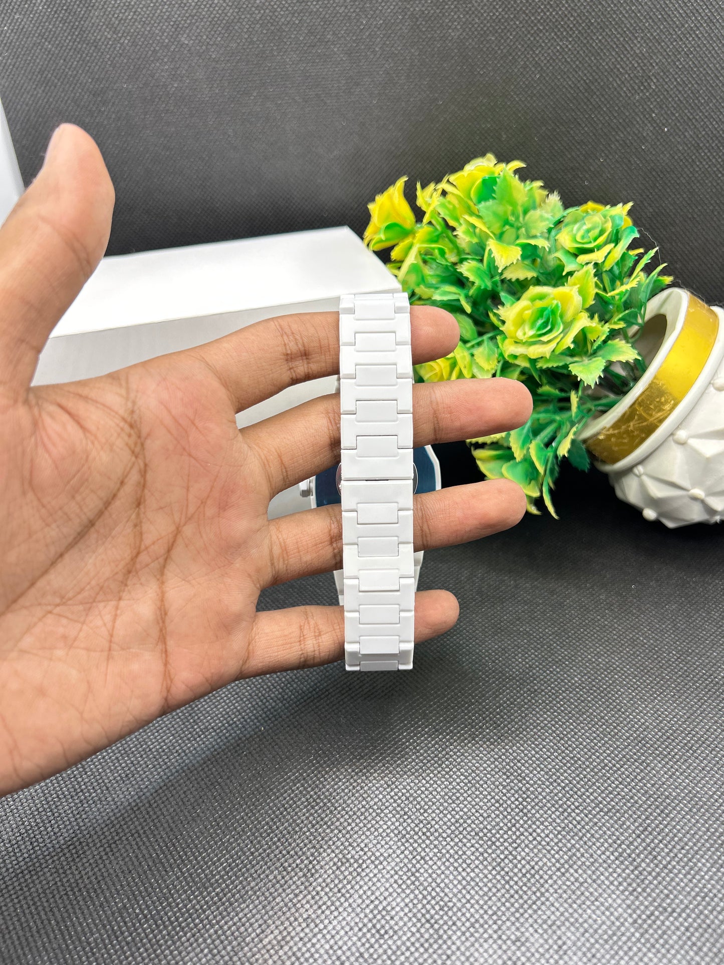 Aura Wrist Watch – Black, Blue & White Marble Dial