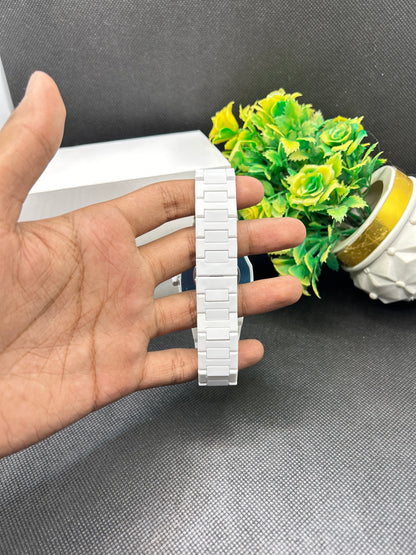 Aura Wrist Watch – Black, Blue & White Marble Dial